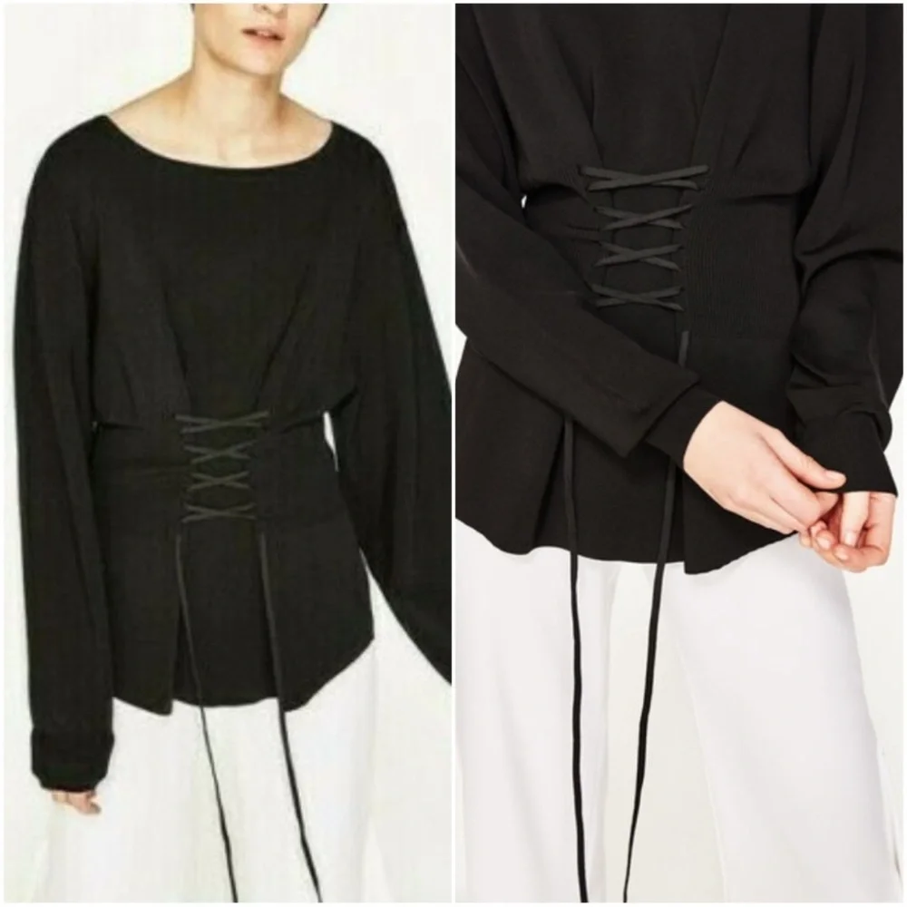 ZARA KNIT Heavy Bandage Knit Corset Sweater Top M